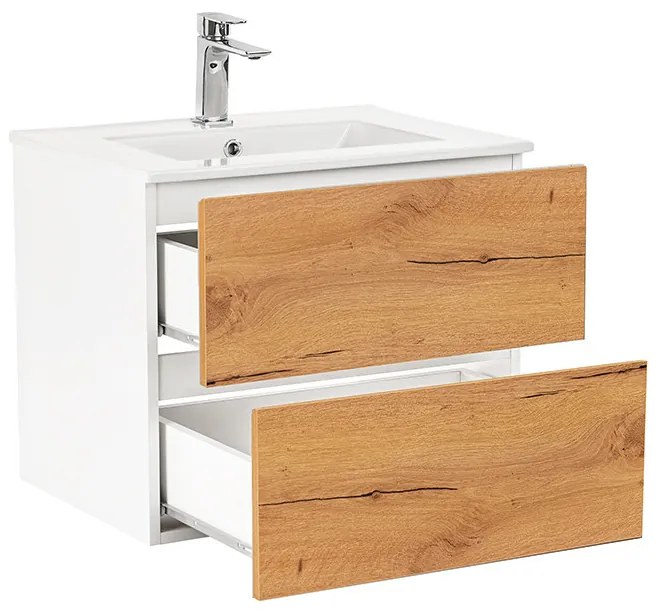 Dulap inferior Vario Forte 60 cu lavoar, stejar alb