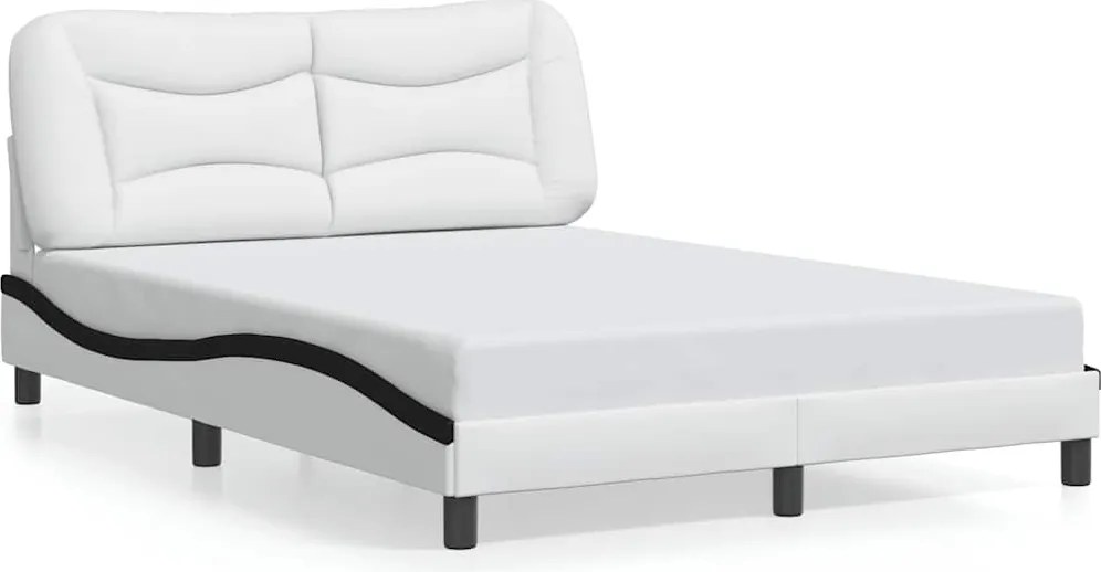 vidaXL Cadru de pat fără saltea, Hvar, alb/negru, 140x200 cm, piele ecologică