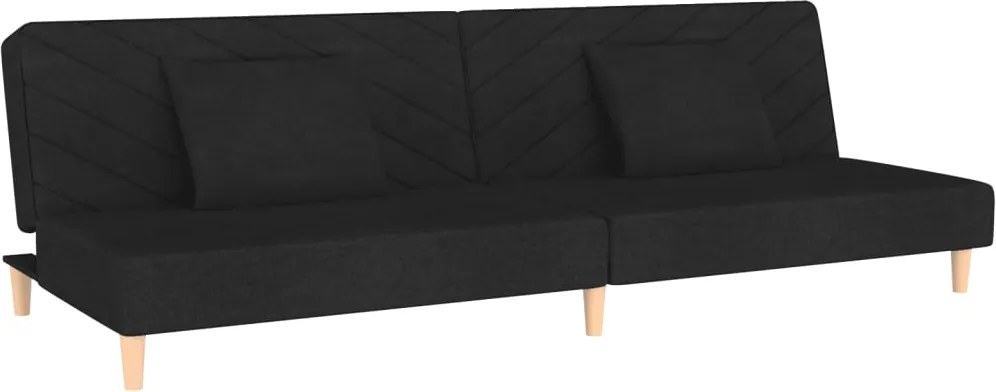 vidaXL Canapea extensibilă cu 2 locuri, 2 perne, negru, textil