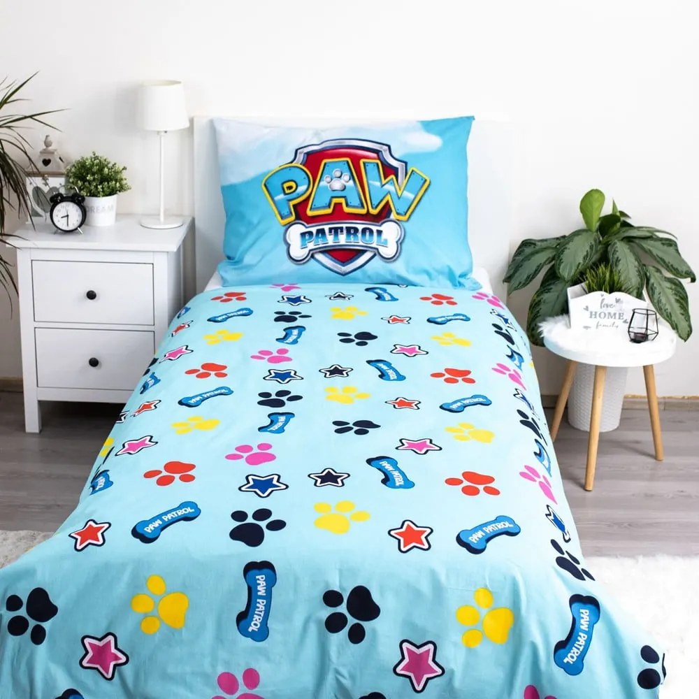 Lenjerie de pat fosforescentă pentru copii din bumbac pentru pat de o persoană 140x200 cm Paw Patrol – Jerry Fabrics