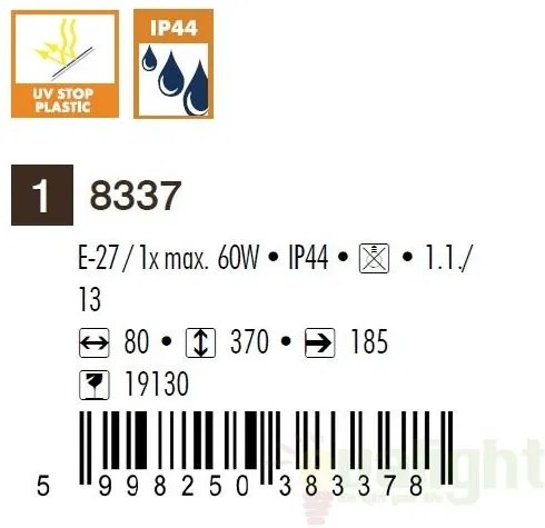 Aplica de perete exterior IP44, Bonn 8337 RX