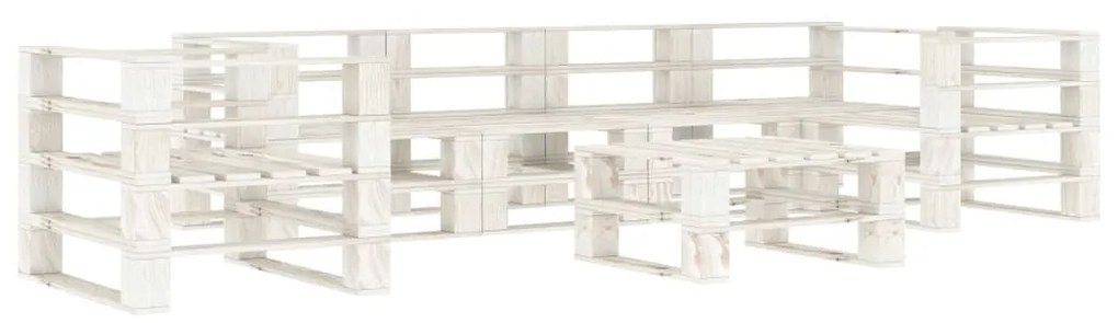 3052183 vidaXL Set mobilier de grădină din paleți, 7 piese, alb, lemn