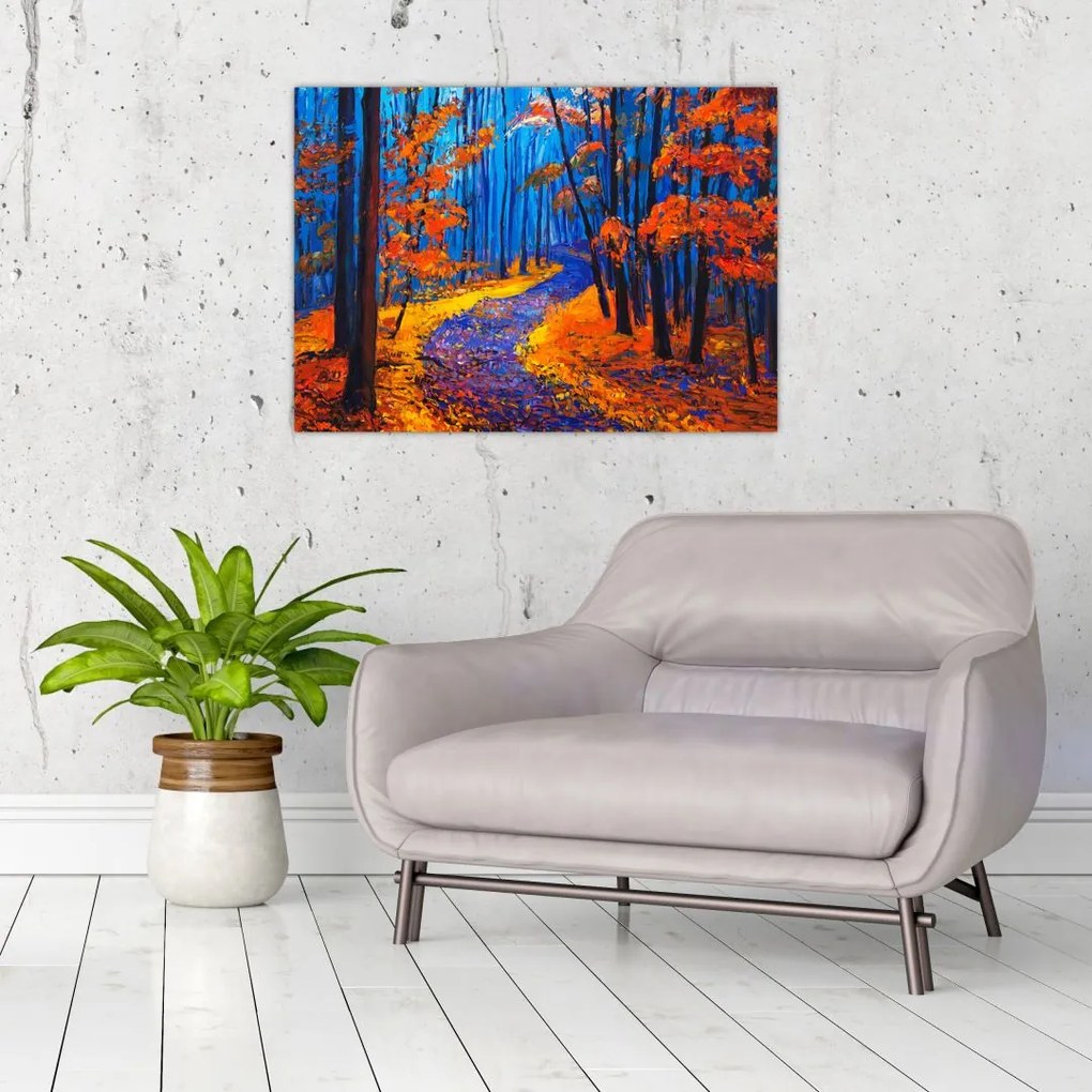 Tablou pe sticlă - Pădurea toamna (70x50 cm)