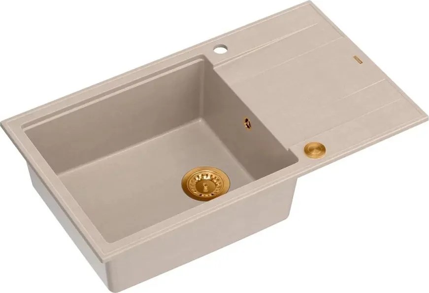 Chiuveta compozit incastrata Quadron Unique Evan 136 XL bej - cupru 86x50 cm