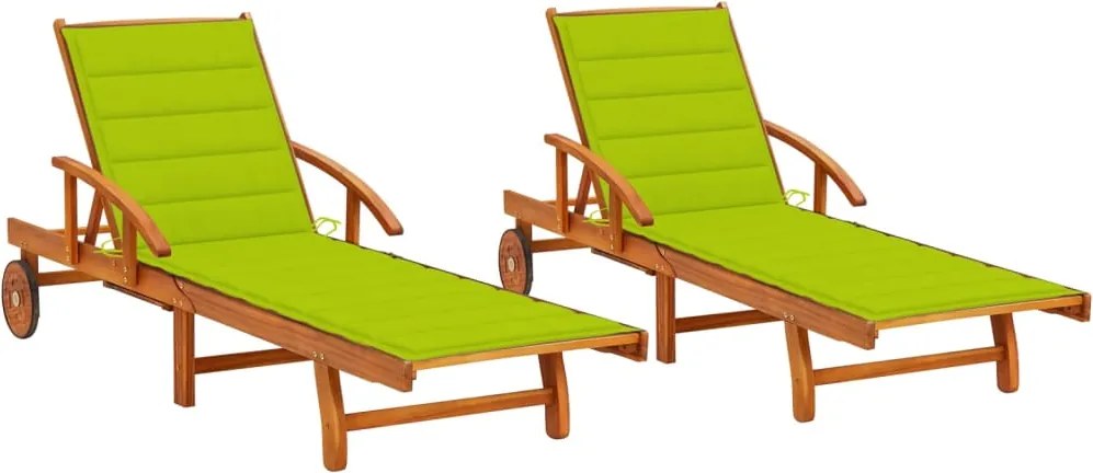 vidaXL Șezlonguri cu perne, 2 buc., lemn masiv de acacia