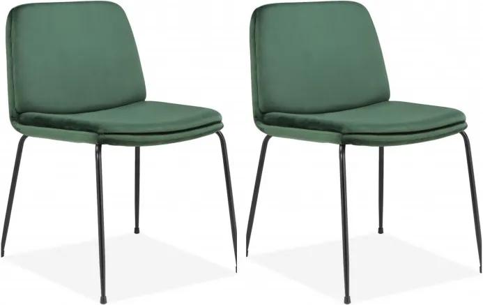 Set de 2 scaune Heine Svaneke, catifea, verde smarald, 51 x 59 x 78 cm