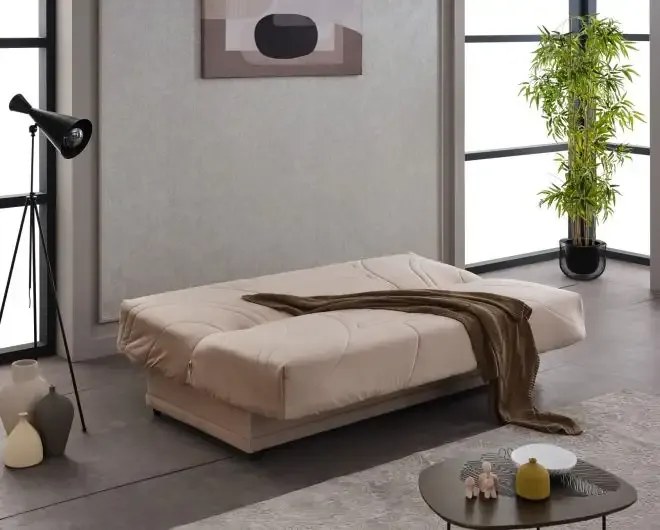 Canapea extensibila cu saltea relaxa si husa detasabila Genova, maro