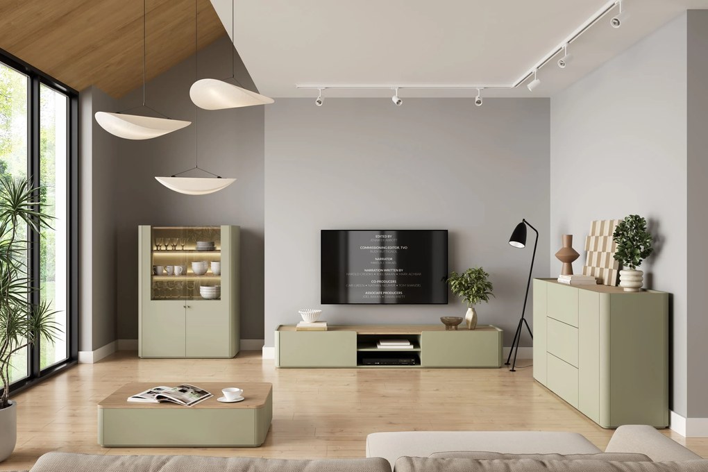 Comodă cu sertare Elivo 150 cm - eucalipt / stejar baltic dune