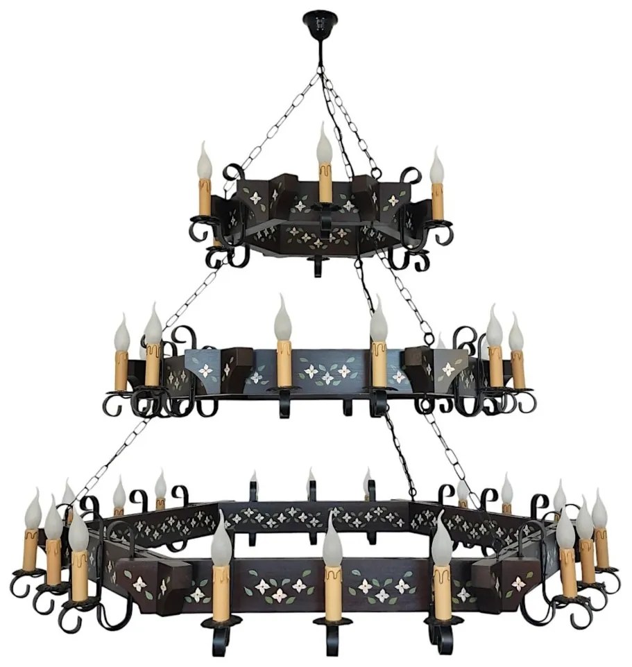 Candelabru fabricat manual din lemn pictat Queen 36L