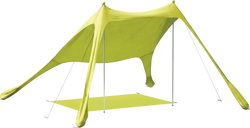 Outsunny Cort de plajă pliabil cu saltea UPF50+, stâlpi din aluminiu, lopată, țăruși și geantă de transport verde | Aosom Romania