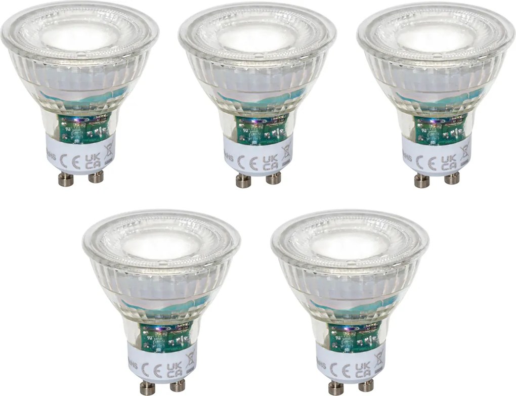 Set de 5 becuri LED GU10 50mm dimabile clare 2,5W 450 lm 6500K