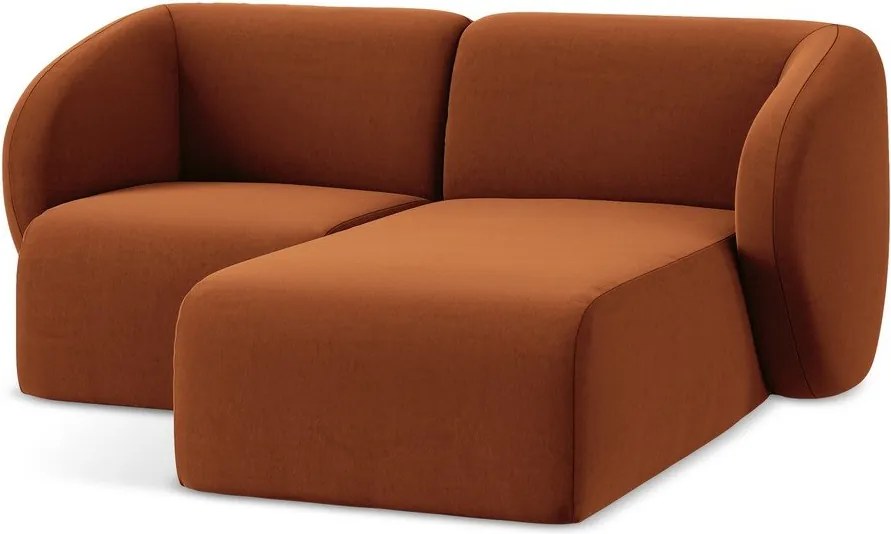 Colțar teracotă cu tapițerie din catifea (cu colț pe partea dreaptă/cu șezlong) Lani – Makamii