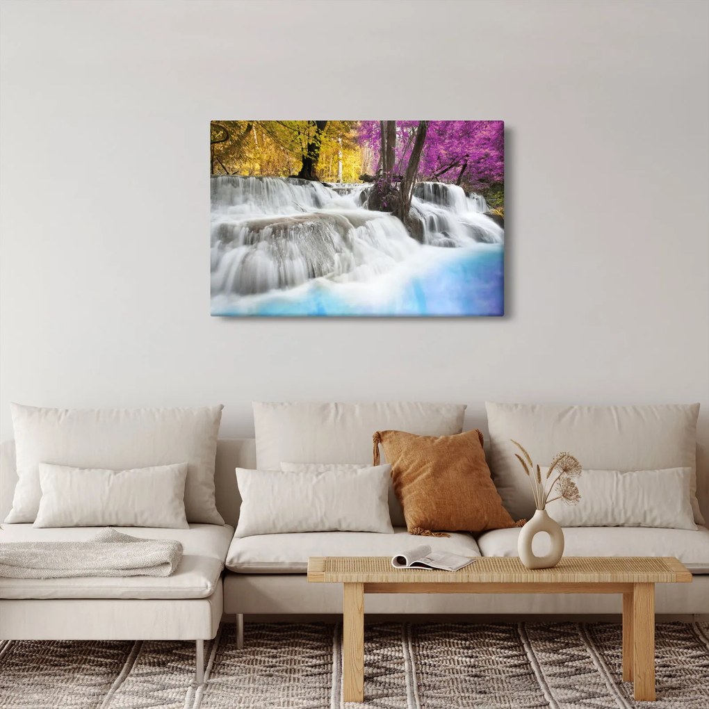 Tablou cu Erawan cascadă în pădure (90x60 cm)