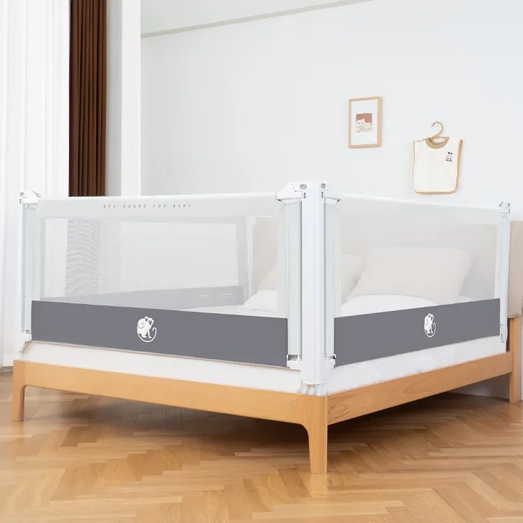 Protecție laterală pat Monkey Mum® Popular 130 cm - gri deschis