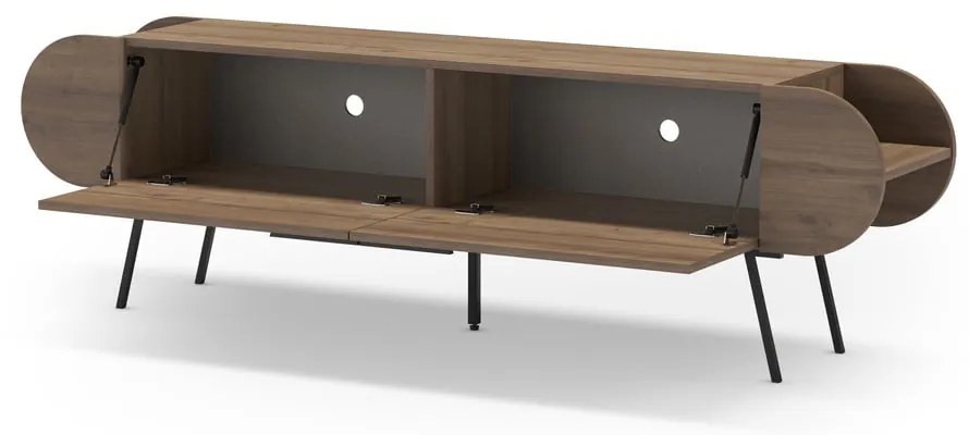 Masă TV în culoare naturală cu aspect de lemn de nuc 195x57 cm Saluso – Marckeric