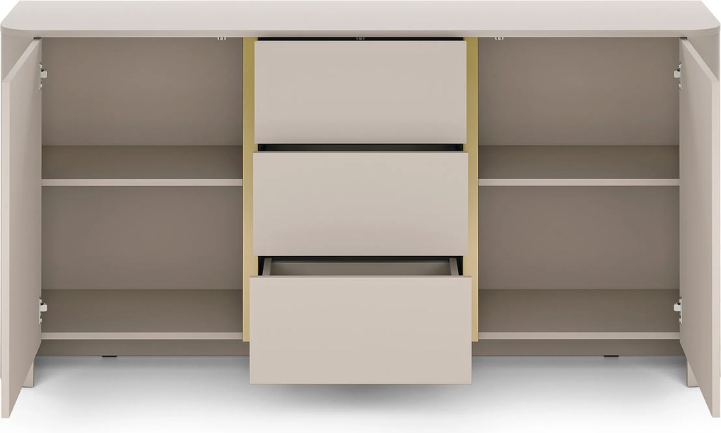 Comodă Sorrenti 168 cm cu sertare - cashmere / auriu