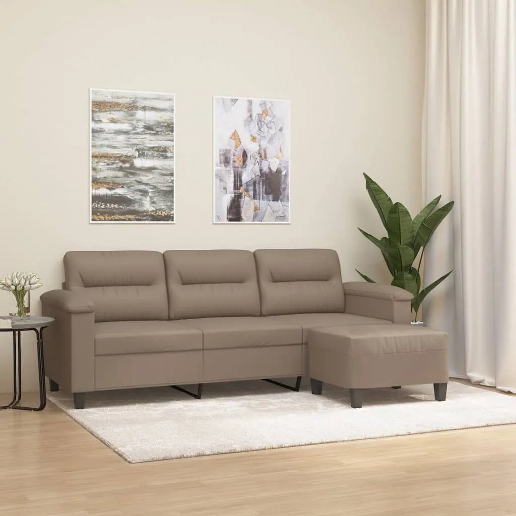 3153688 vidaXL Canapea cu 3 locuri / taburet cappuccino 180 cm piele ecologică