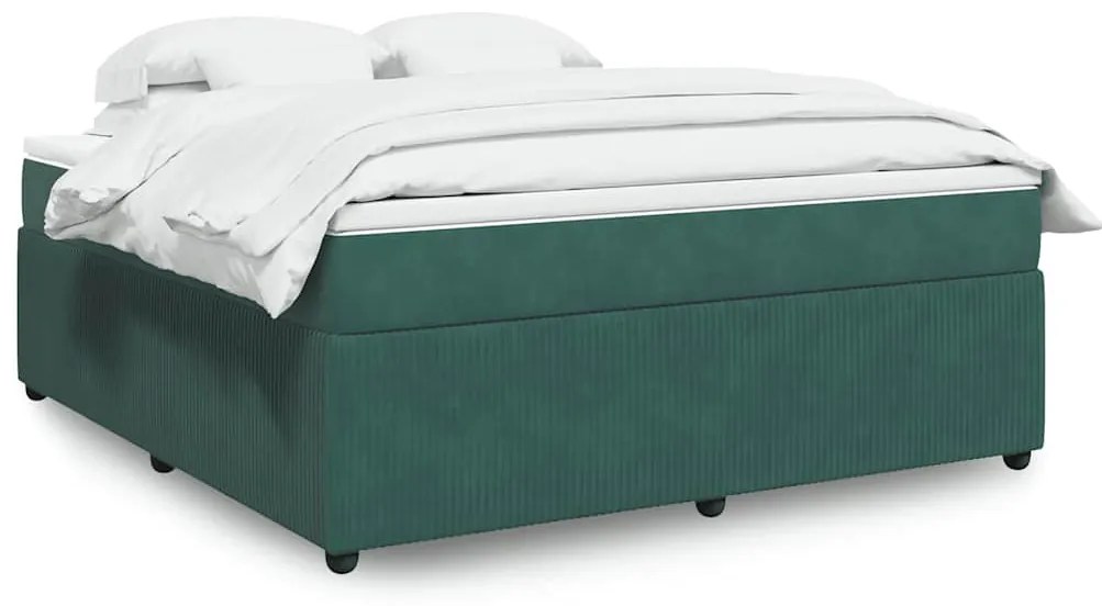 vidaXL Pat box spring cu saltea, verde închis, 180x200 cm, catifea