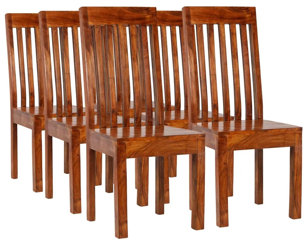 275332 vidaXL Set de masă 7 piese, lemn masiv salcâm cu finisaj de sheesham