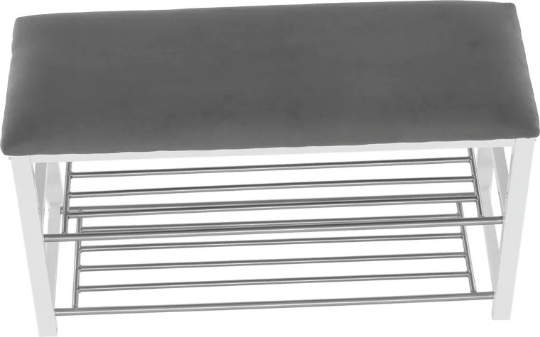 Bancă cu rafturi pantofi, gri/alb, LANGELLA NEW