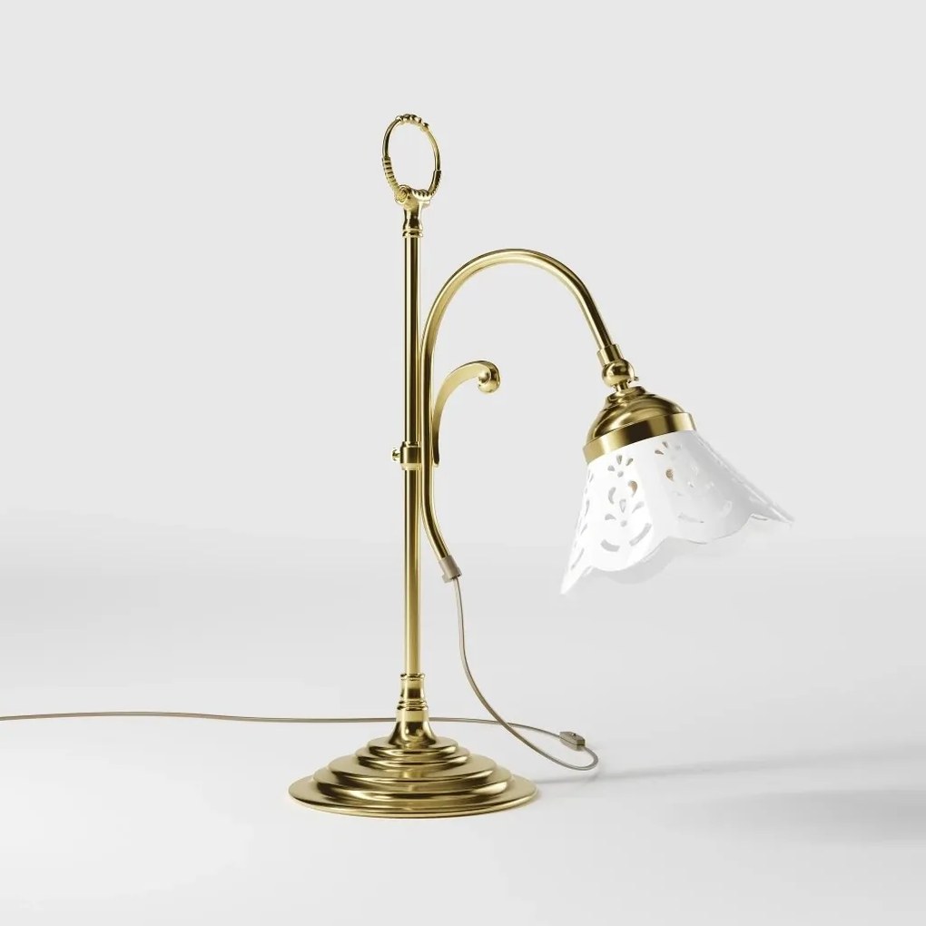 Lampa de masa din alama si abajur ceramic Zefira