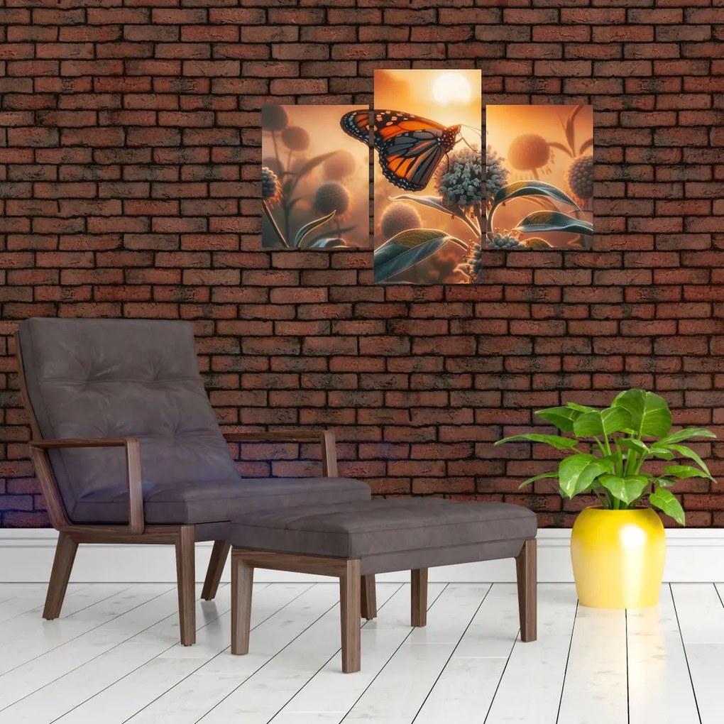 Tablou – Fluture în soare apunând (90x60 cm)