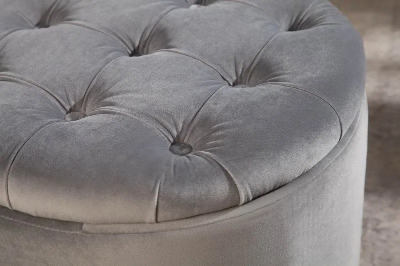 Taburete cu spatiu de depozitare Modern Barock 50cm, gri argintiu
