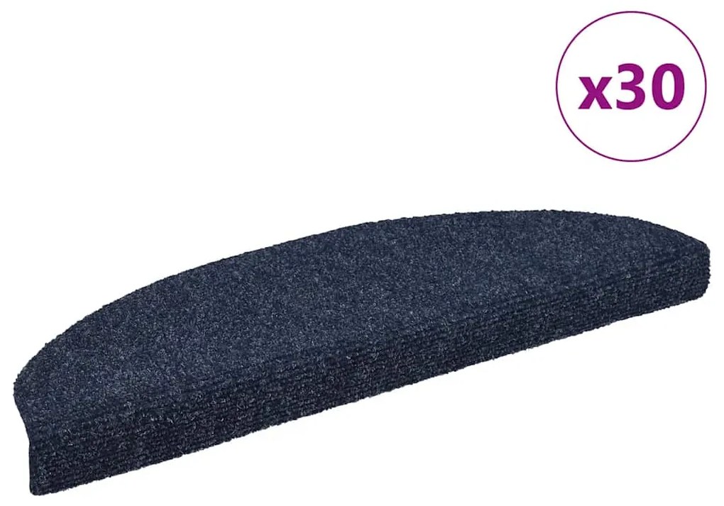 vidaXL Covorașe autoadezive pentru scări, 30 buc., 65x21x4 cm, albastru, semirotunde, mari