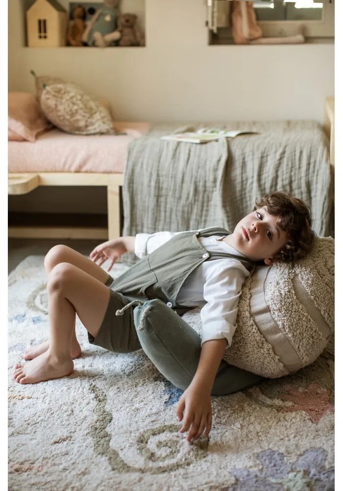 Fotoliu puf pentru copii verde deschis/crem Mr. Snail – Lorena Canals