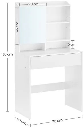 Masă de toaletă FREYA, albă