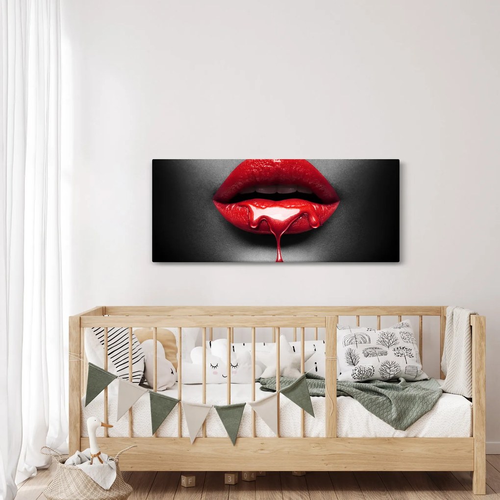 Tablou cu buze de femeie (120x50 cm)