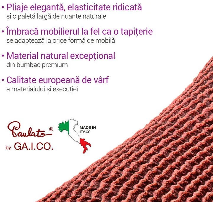 Huse bielastice COSTINA culoarea cupru colţar (l. 350 - 530 cm)