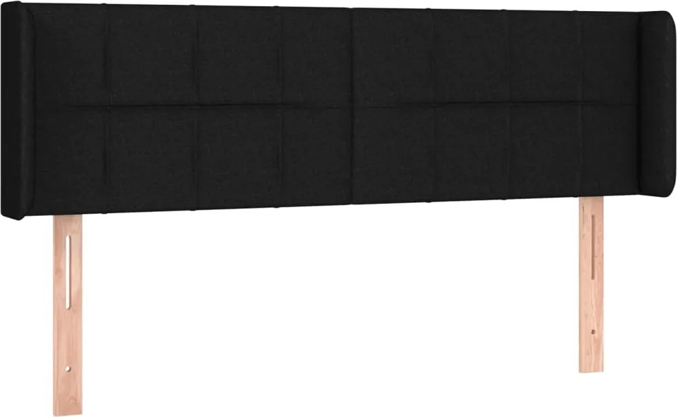 vidaXL Tăblie de pat cu aripioare negru 147x16x78/88 cm textil