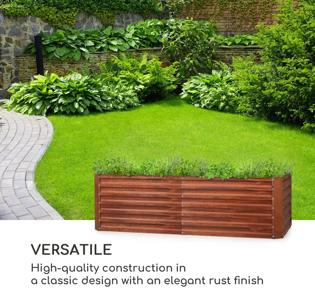 Blumfeldt Rust Grow, pat ridicat, pat de flori de grădină, tablă din oțel zincat, finisaj ruginit