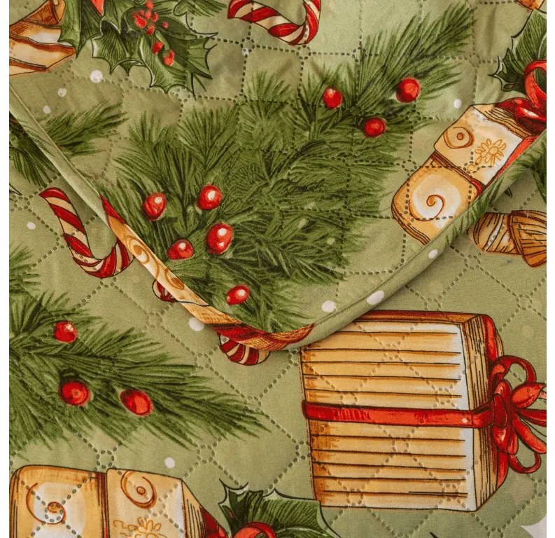 Cuvertura de pat CHRISTMAS PRESENTS, verde Dimensiune: 170 x 210 cm
