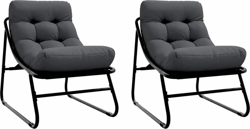 vidaXL Mobilier de grădină cu pernă 2 pcs Negru 60,5 x 81 x 71 cm