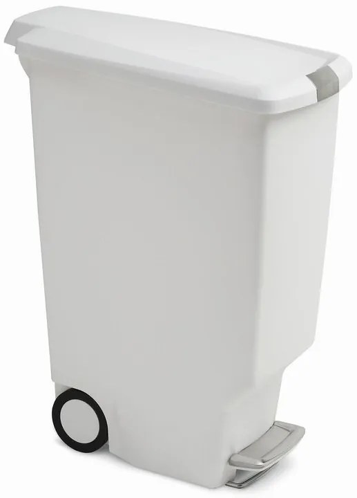 Coș pedală îngust 40 l, plastic alb, alb