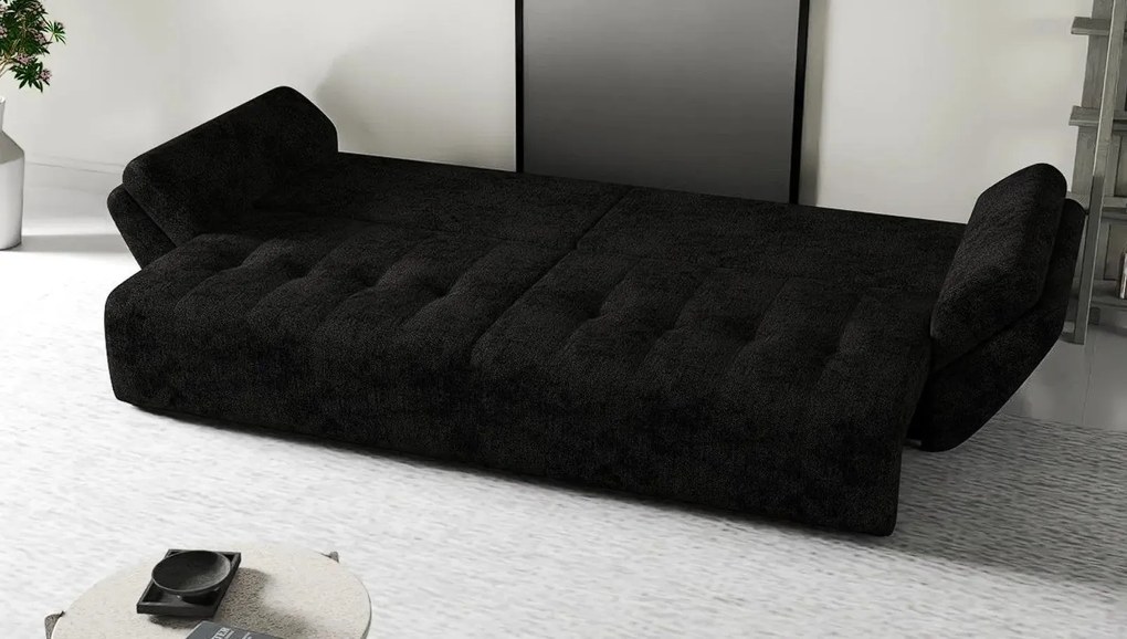 Canapea extensibilă dumonde cu ladă de depozitare si sezut confortabil din spuma high-density, Berlin Enjoy Black 300x100 cm