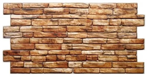 Panou decorativ, PVC, model piatra 3D, nuante maro, 96x48.5cm