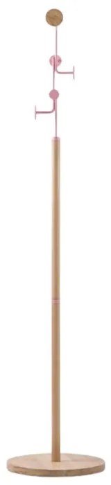 Cuier din lemn masiv de stejar cu detalii roz Gazzda Hook