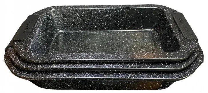 Set tavi de copt Royalty Line RL-CC3, 3 buc, finisaj marmura, manere din silicon, negru