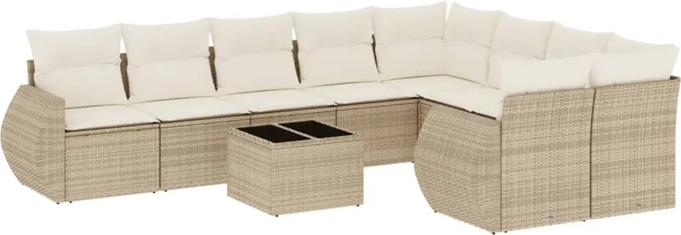vidaXL Set canapele de grădină cu perne, 10 piese, bej, poliratan