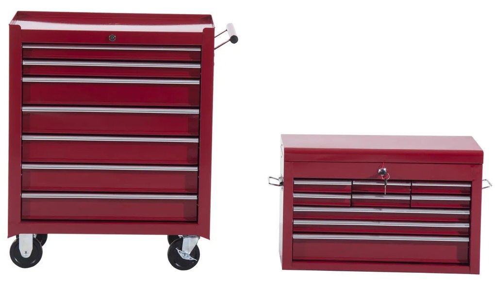 Cărucior de Unelte HOMCOM - Spațios și Mobil (Roșu) | Aosom Romania