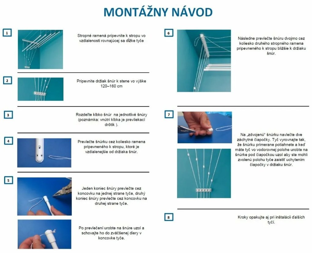 Uscător de rufe de tavan Ideal 5 bare,  100 cm