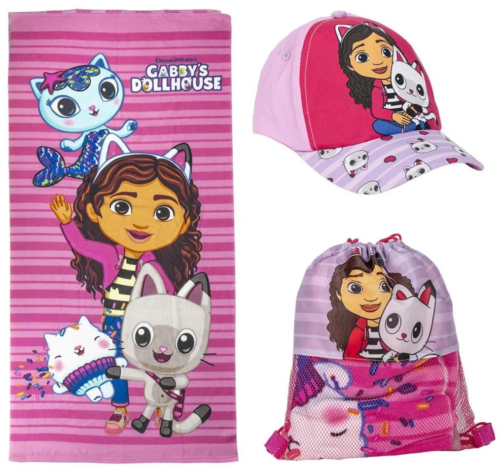 Gabby's Dollhouse Pink set prosop, geantă de sport, șapcă de baseball