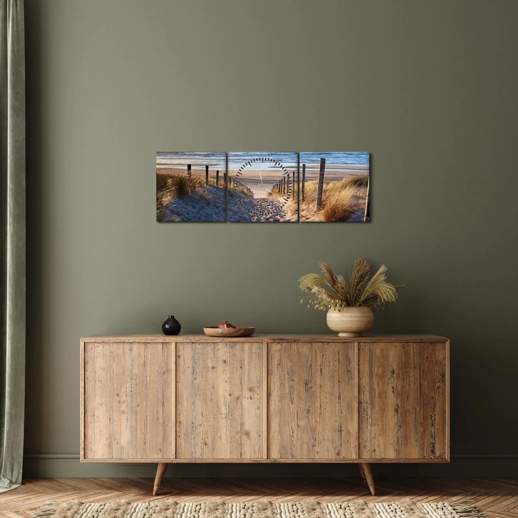 Tablou - Drum spre plaja din Marea Nordului, Țările de Jos (cu ceas) (90x30 cm)