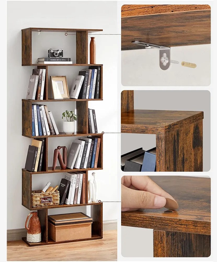 Raft/etajeră pentru cărți PRESTON, 70x24x190,5cm, maro Vasagle