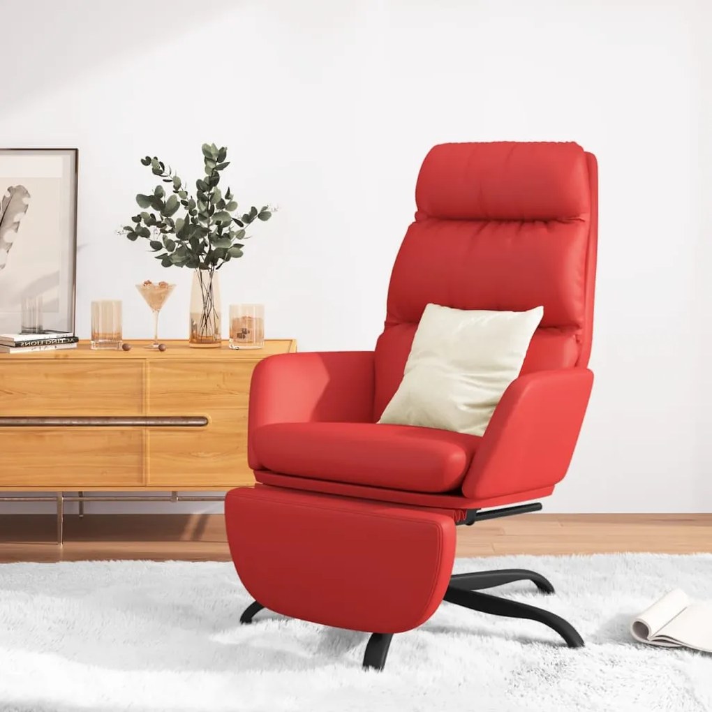 3097546 vidaXL Scaun de relaxare cu taburet, roșu vin, piele ecologică