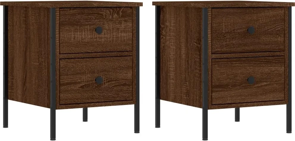 vidaXL Noptiere, 2 buc., stejar maro, 40x42x50 cm, lemn compozit