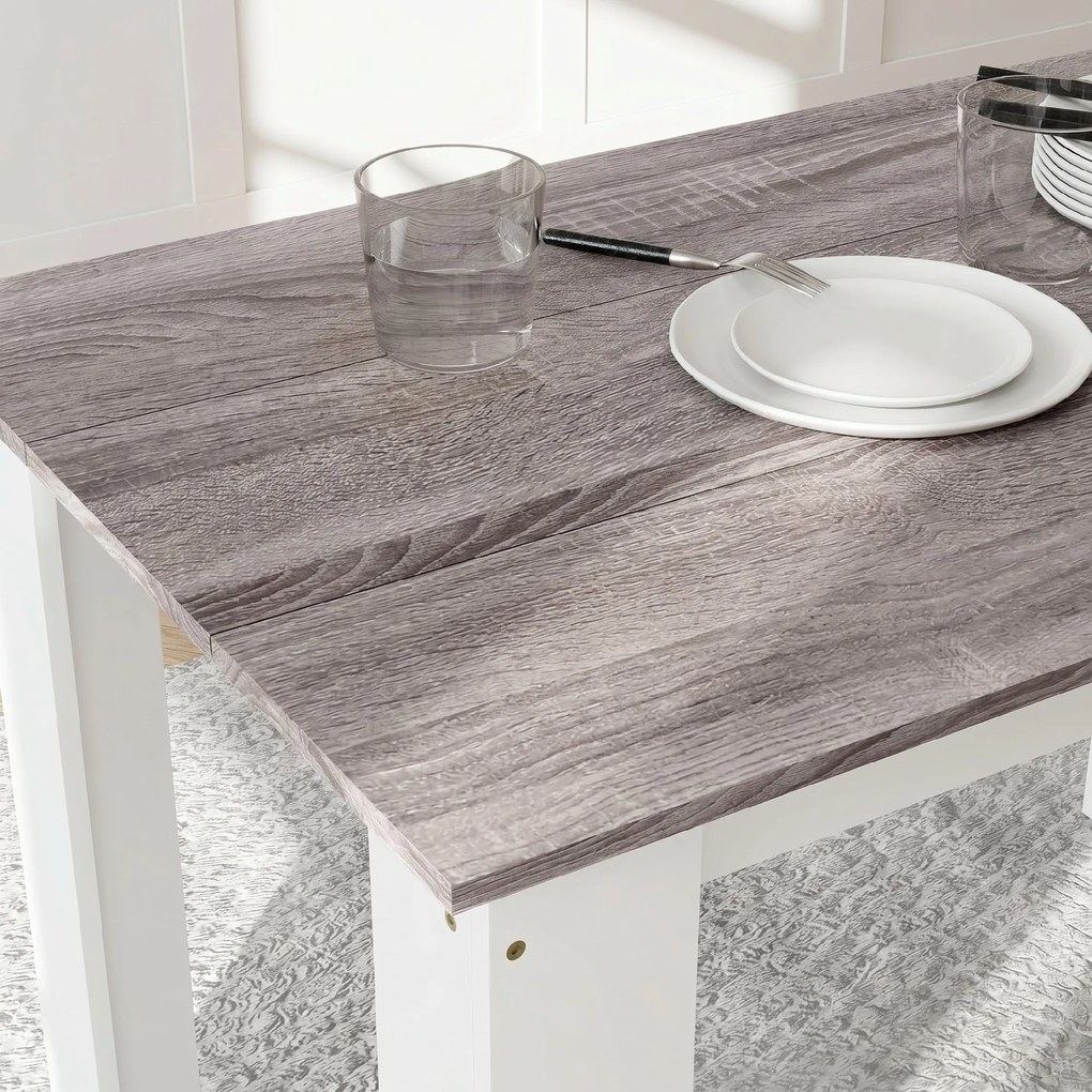 HOMCOM Masă Modernă de Dining pentru 4-6 Persoane 120x69x75 cm Gri și Alb | Aosom Romania